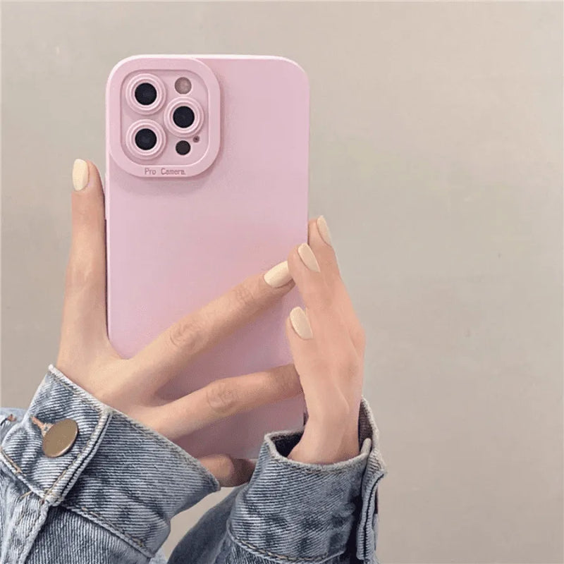 Capinha de Celular para IPhone em Silicone com proteção 360º para as lentes da Câmera Matte Anti-Impacto Câmera Pro