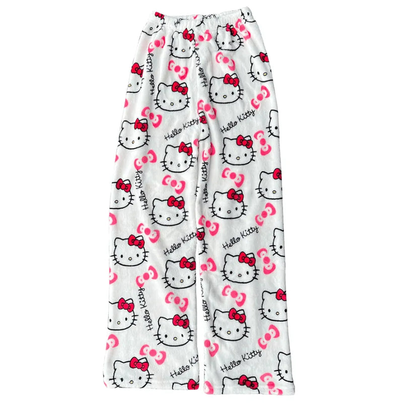 Calça de Pijama Peluciada Pijama Feminino Hello Kitty