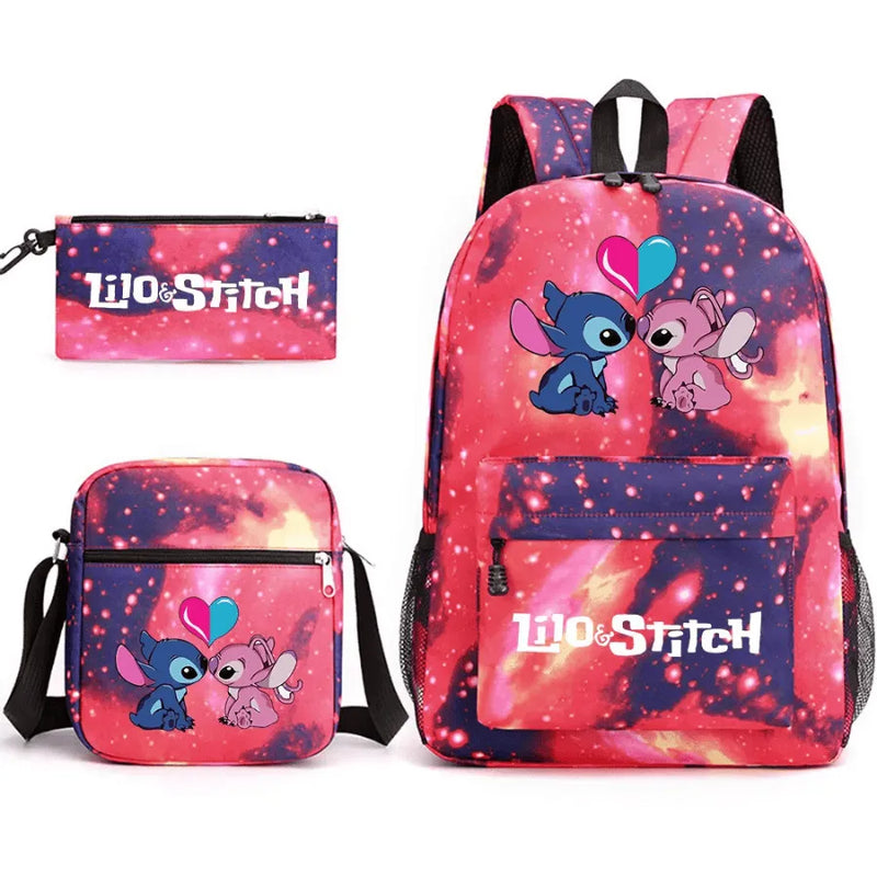 Kit Escolar Infantil Mochila + Lancheira e Estojo Lilo Stitch Lovers