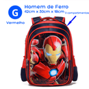Mochila Escolar Infantil com 3 Compartimentos à Prova D'água Vingadores Heróis