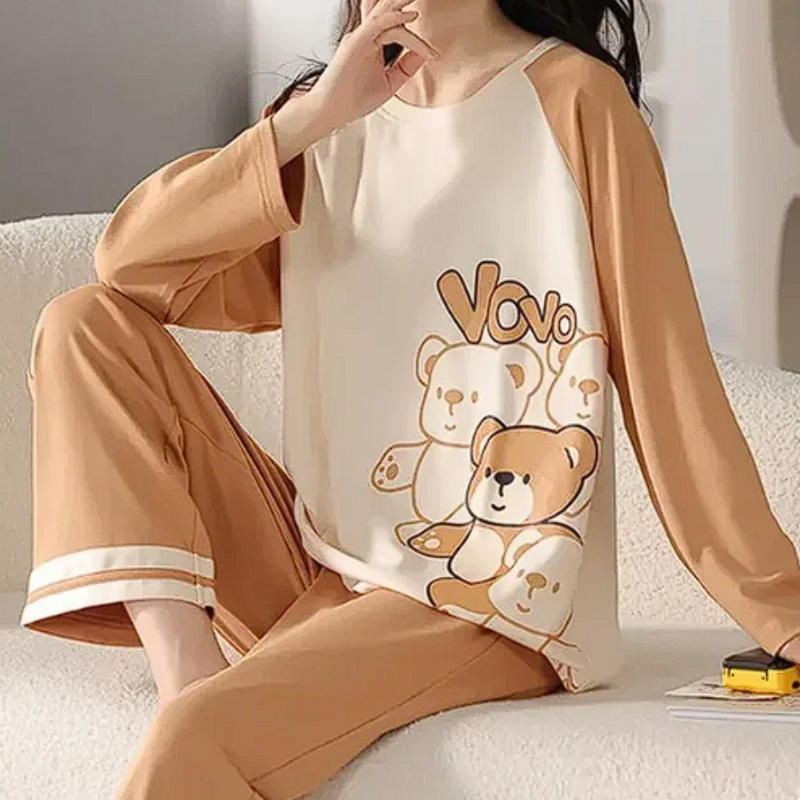 Pijama Feminino Peaceful Evenings - Conjunto Com Calça e Camisa Longa em Algodão | Macio, Leve e Super Confortável