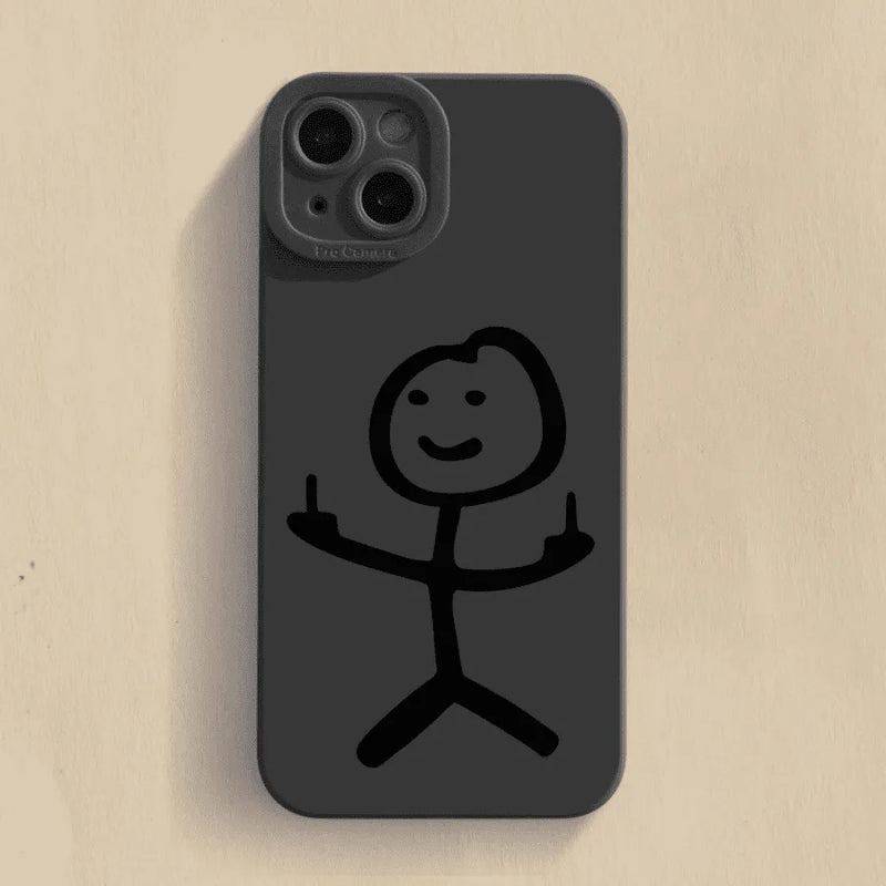 Capinha Iphone Stick Man Dedo Do Meio De Silicone - Case de Alta Proteção e Resistência