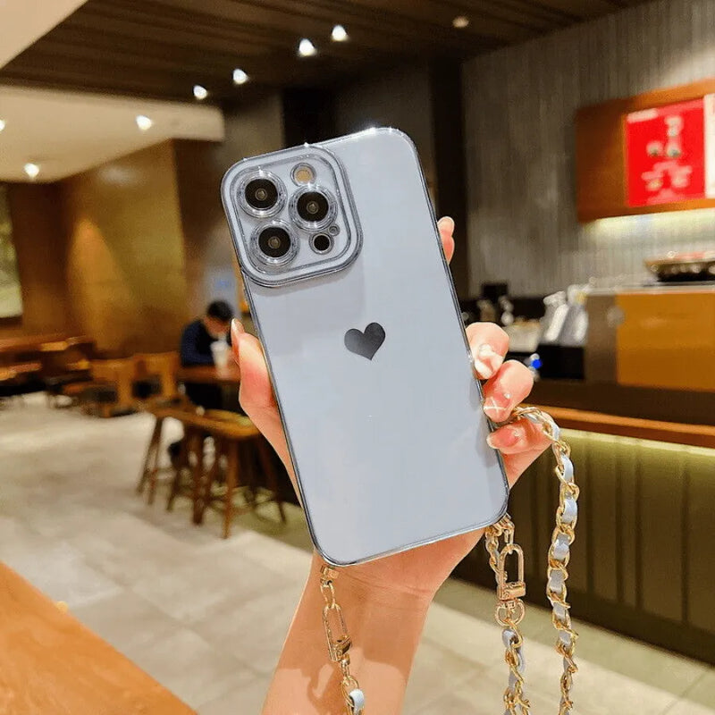 Capinha de Celular para Iphone com Cordão Love Heart Necklace