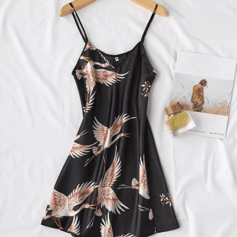 Pijama Feminino OrientalFly Conjunto Camisola e Roupão Em Seda Gelo | Toque De Seda Confortável