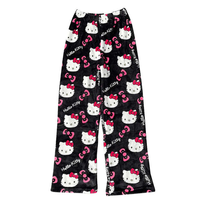 Calça de Pijama Peluciada Pijama Feminino Hello Kitty