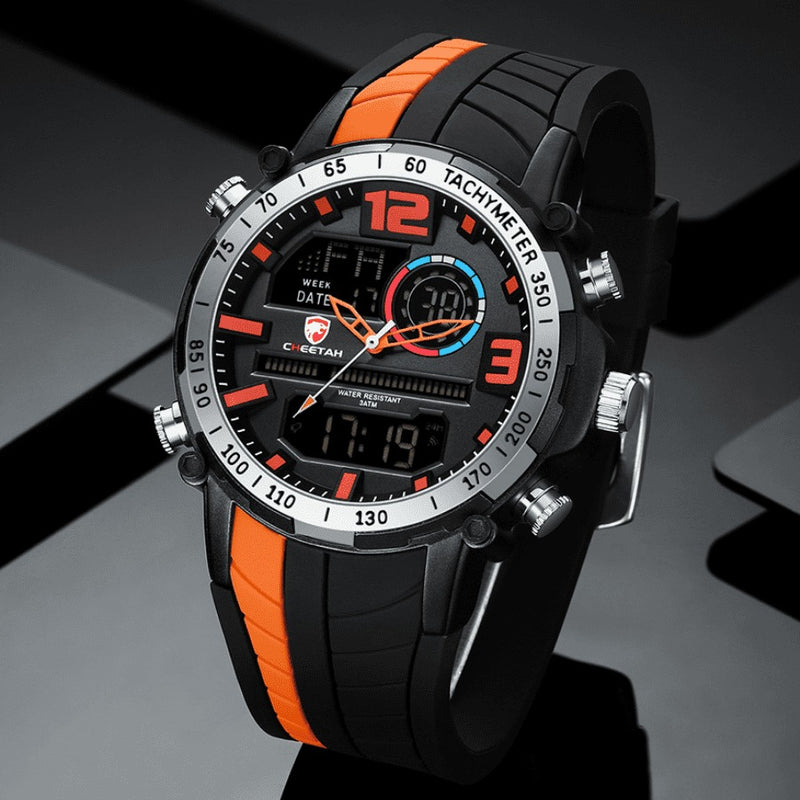 Relógio Masculino CHEETAH DIGITAL - Design Esportivo, Cronógrafo, Mostrador Digital Luminoso, Calendário e à Prova D'água