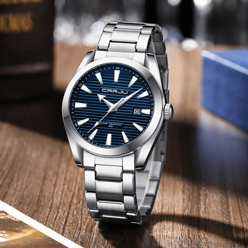 Relógio Masculino CRRJU "Deep Sea" Em Aço Inoxidável, Com movimento de Quartzo e Resistente a Água 30M