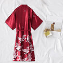 Pijama Feminino OrientalFly Conjunto Camisola e Roupão Em Seda Gelo | Toque De Seda Confortável