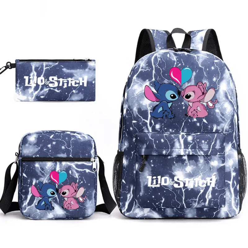 Kit Escolar Infantil Mochila + Lancheira e Estojo Lilo Stitch Lovers