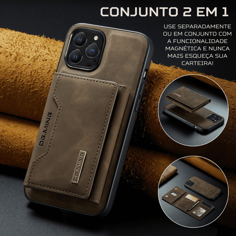 Capinha de Couro para Iphone com Carteira De Couro Slim Magnética DG MING