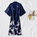 Pijama Feminino OrientalFly Conjunto Camisola e Roupão Em Seda Gelo | Toque De Seda Confortável