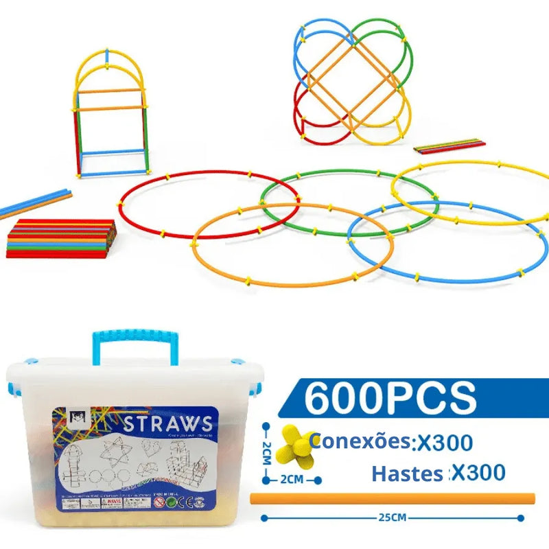 Kit com 800 Peças e Maleta de Brinquedo Infantil para Diversas Construções Criativas MAGIC MUNDO