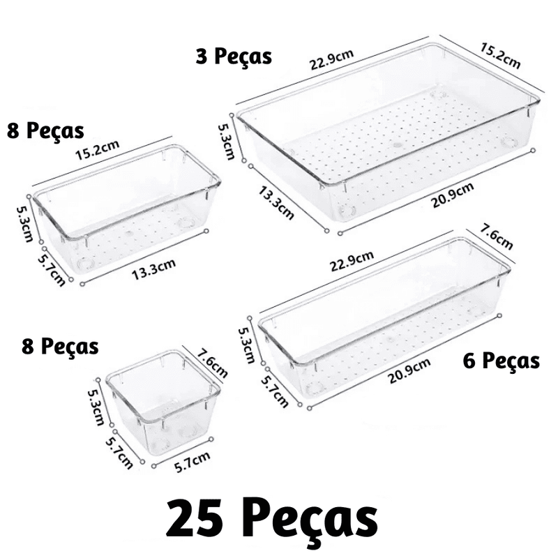Kit Organizadores Em Acrílico Premium - Organize Suas Gavetas, Maquiagem e Muito Mais Com Estilo e Praticidade