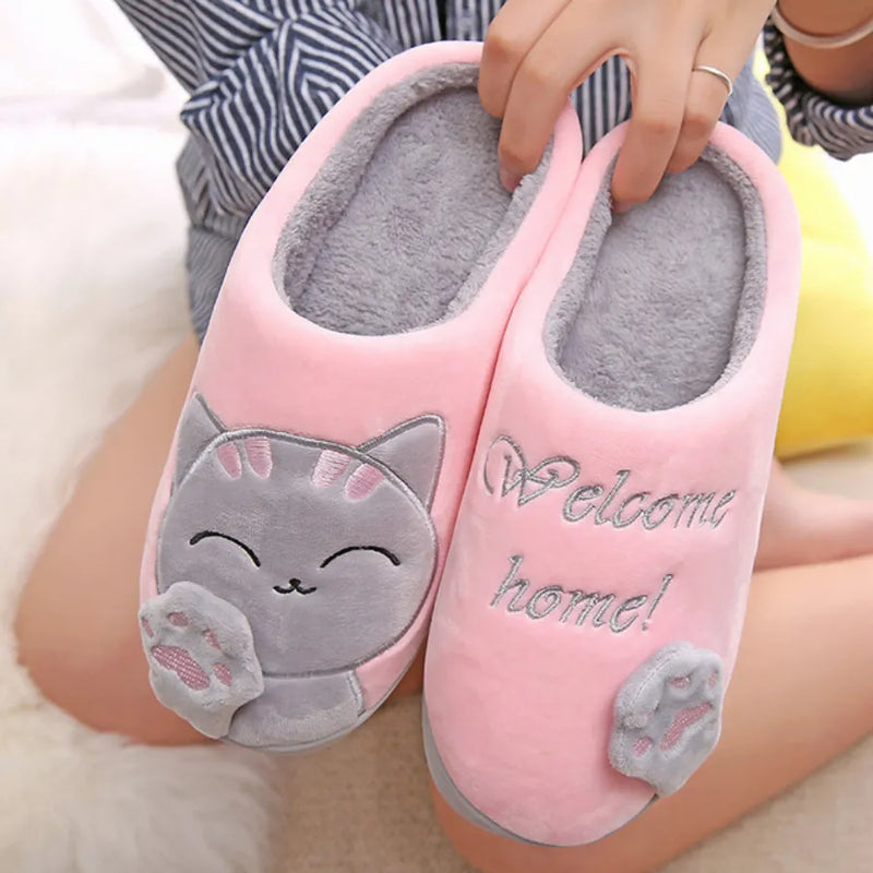 Pantufa Quentinha de Gatinho com Sola Antiderrapante para o Inverno e Dias Frios Welcome Home