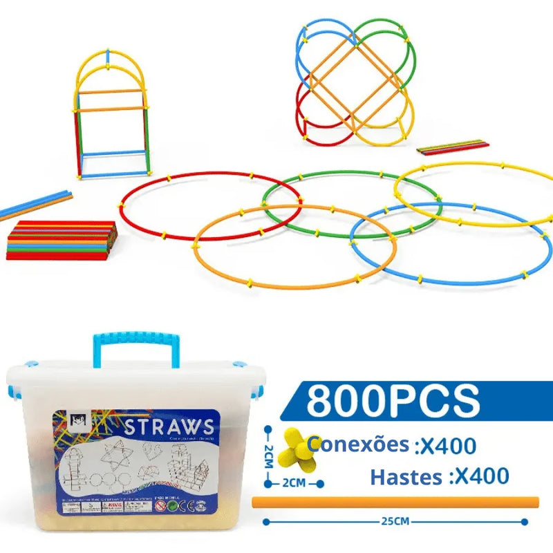 Kit com 800 Peças e Maleta de Brinquedo Infantil para Diversas Construções Criativas MAGIC MUNDO