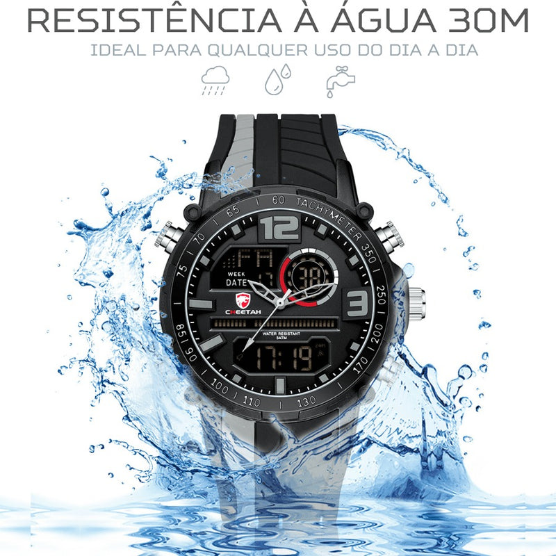 Relógio Masculino CHEETAH DIGITAL - Design Esportivo, Cronógrafo, Mostrador Digital Luminoso, Calendário e à Prova D'água