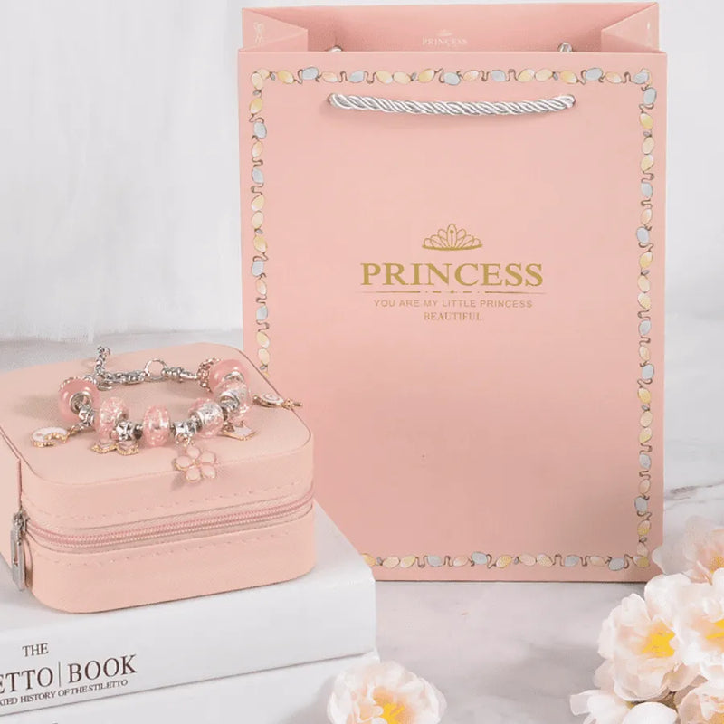Kit De Pulseira e Berloques Infantil com 64 Peças MontaPrincess