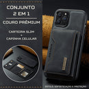 Capinha de Couro para Iphone com Carteira De Couro Slim Magnética DG MING