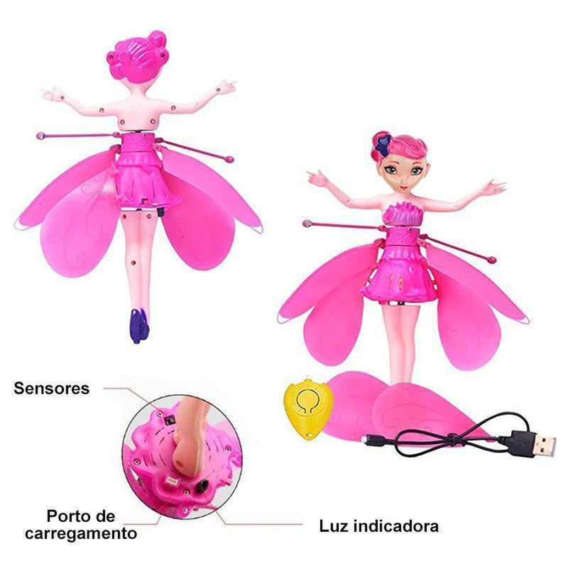 Brinquedo Infantil para Meninas Boneca Fada Voadora com Sensor