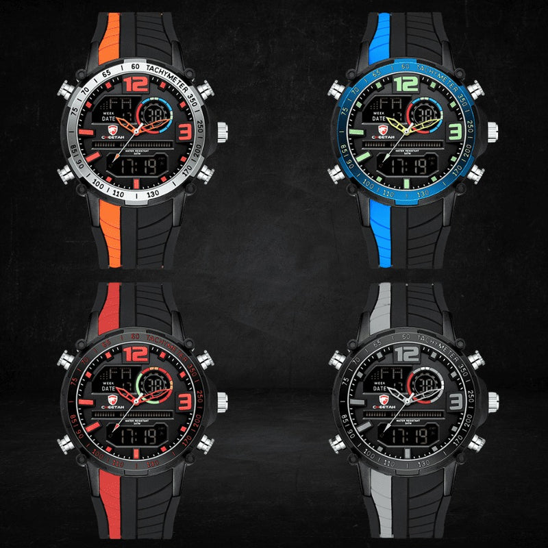 Relógio Masculino CHEETAH DIGITAL - Design Esportivo, Cronógrafo, Mostrador Digital Luminoso, Calendário e à Prova D'água