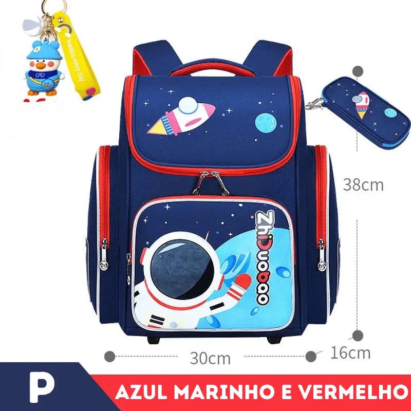 Mochila Infantil Premium Impermeável Unisex - Aventura Espacial Na Escola + Brinde