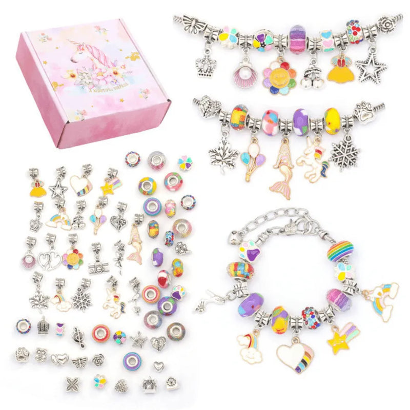Kit De Pulseira e Berloques Infantil com 64 Peças MontaPrincess