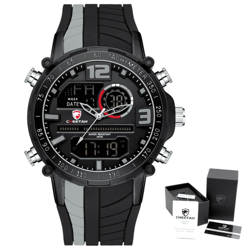 Relógio Masculino CHEETAH DIGITAL - Design Esportivo, Cronógrafo, Mostrador Digital Luminoso, Calendário e à Prova D'água