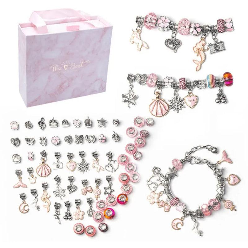 Kit De Pulseira e Berloques Infantil com 64 Peças MontaPrincess