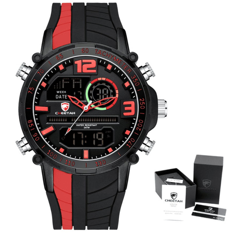Relógio Masculino CHEETAH DIGITAL - Design Esportivo, Cronógrafo, Mostrador Digital Luminoso, Calendário e à Prova D'água