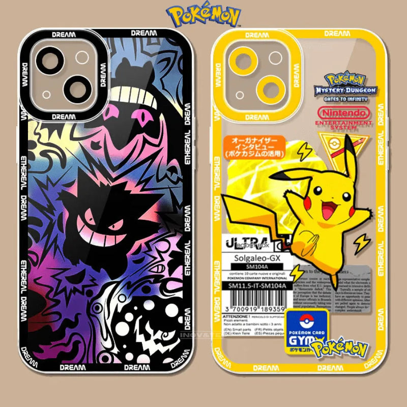 Capinha Iphone Pokemon Gergar e Pikachu - Case De Alta Proteção e Resistência Para Um Treinador Pokemon