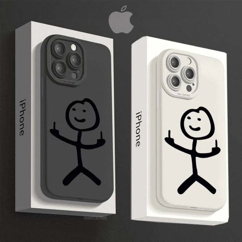 Capinha Iphone Stick Man Dedo Do Meio De Silicone - Case de Alta Proteção e Resistência
