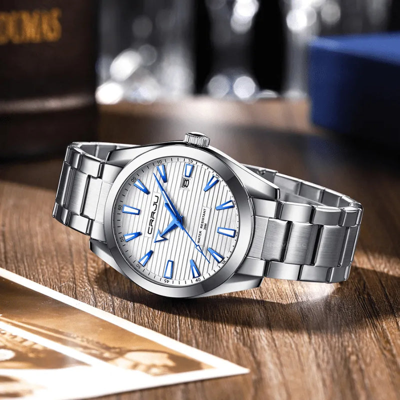 Relógio Masculino CRRJU "Deep Sea" Em Aço Inoxidável, Com movimento de Quartzo e Resistente a Água 30M