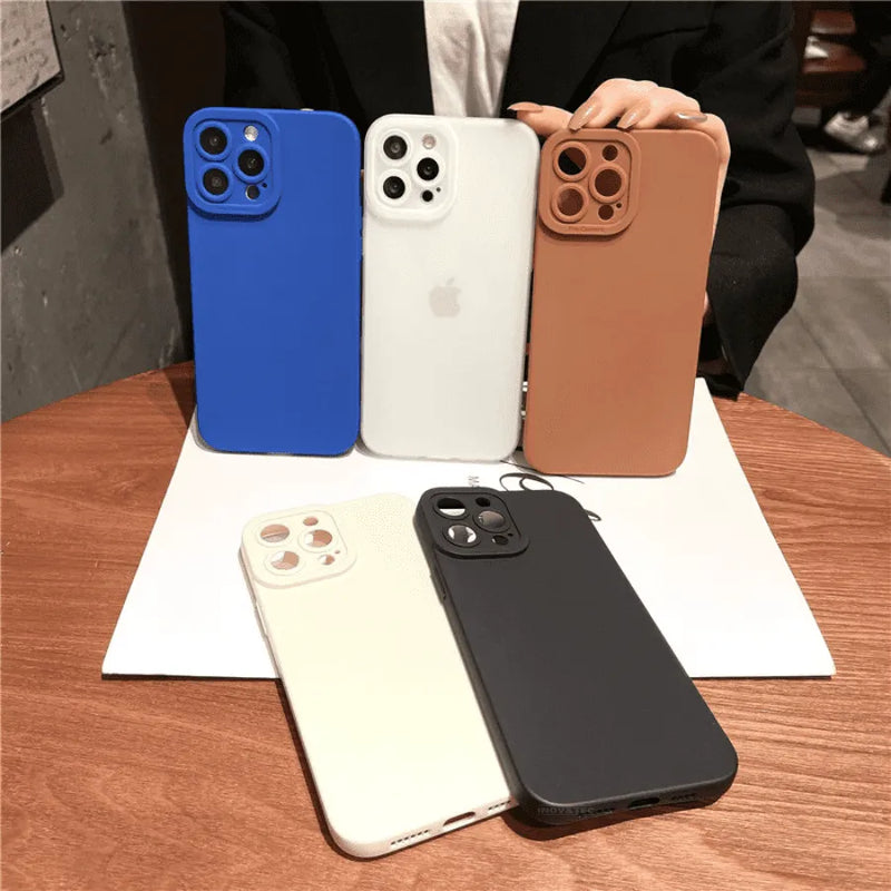 Capinha de Celular para IPhone em Silicone com proteção 360º para as lentes da Câmera Matte Anti-Impacto Câmera Pro