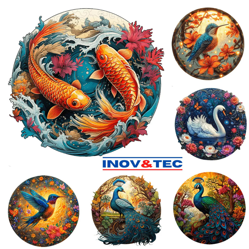 Quebra-Cabeça de Madeira Inova WOOD PUZZLE - Asas e Escamas | Diversão com Diversos Benefícios