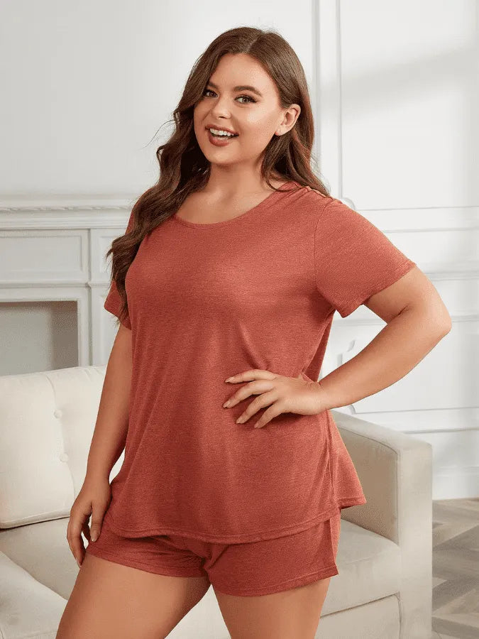 Pijama Feminino Plus Size ConfortSleep - Conjunto BabyDoll e Shorts Fresquinho LooseFit | Tecido Super Macio e Confortável