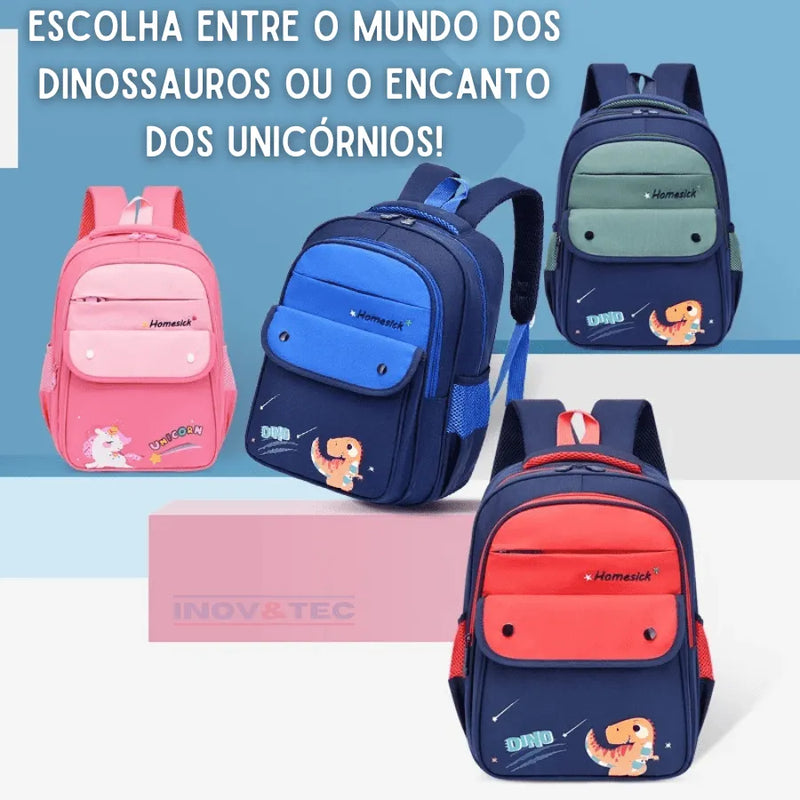 Mochila Infantil Dinossauros e Unicórnios - Volta às Aulas de Estilo Único