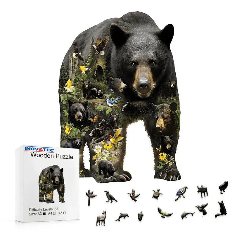 Quebra-Cabeça De Madeira Inova WOOD PUZZLE - Urso do Passado | Diversão Com Diversos Benefícios