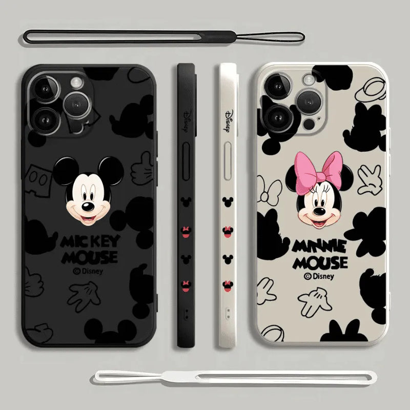 Capinha Iphone Mickey Mouse e Minnie - Case de Alta Proteção e Com Cordão de Brinde