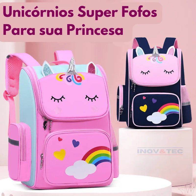 Mochila infantil de Unicórnio - Brilhe Como Um Arco-íris