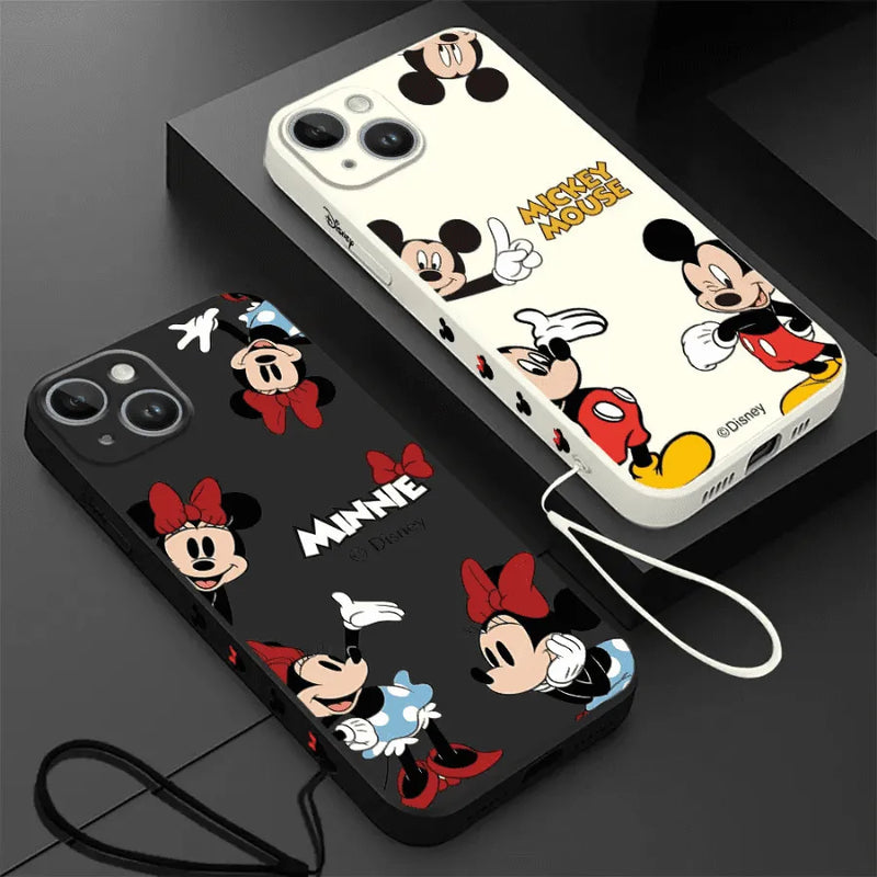 Capinha Iphone Casal da Disney Mickey e Minnie - Case de Alta Proteção e Com Cordão de Brinde