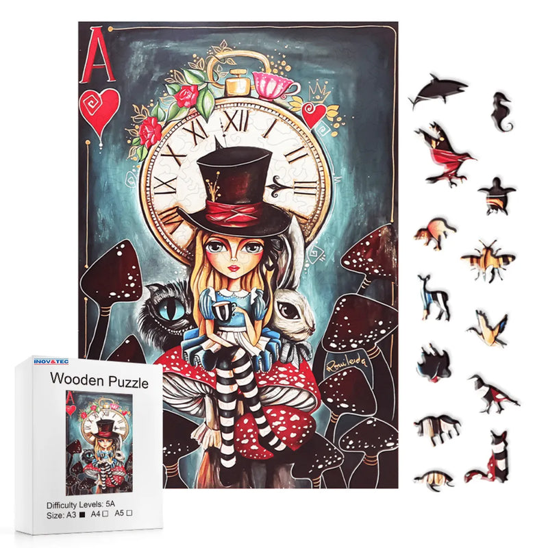 Quebra-Cabeça de Madeira Inova WOOD PUZZLE - Alice e o Tempo | Diversão com Diversos Benefícios