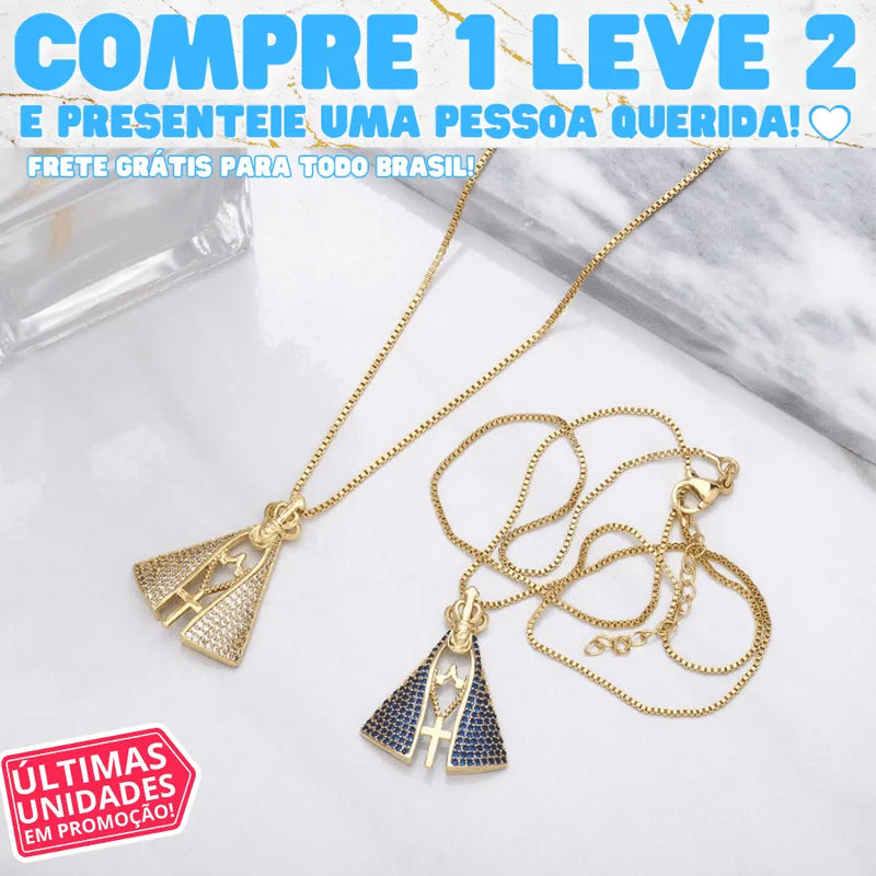 Colar Dupla Face Banhado a Ouro 18k Nossa Senhora [COMPRE 1 LEVE 2 +Brinde]