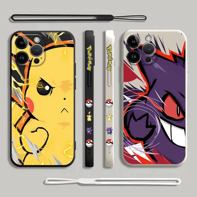 Capinha Iphone Pokémon Pikachu e Gengar - Case de Alta Proteção e Com Cordão de Brinde