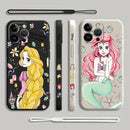 Capinha Iphone Princesas Ariel e Rapunzel - Case de Alta Proteção e Com Cordão de Brinde
