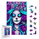 Quebra-Cabeça De Madeira Inova WOOD PUZZLE - Caveira Mexicana Azul | Diversão Com Diversos Benefícios