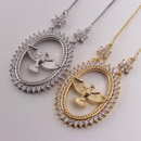 Colar Espirito Santo Cravejado De Cristais e Banhado A Ouro Ou Prata - [COMPRE 1 LEVE 2 + BRINDE]