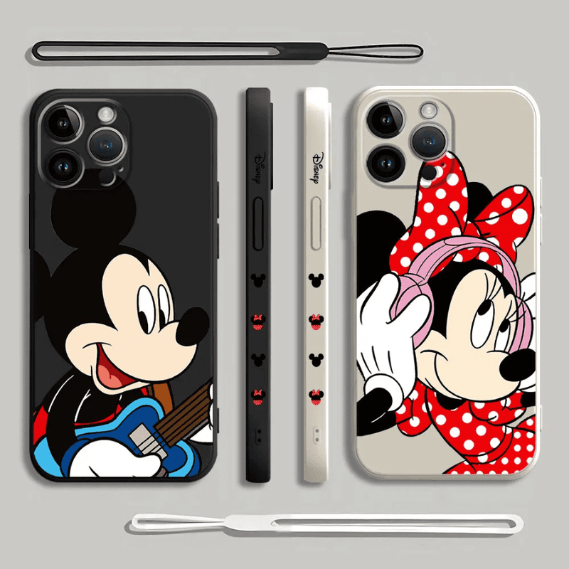 Capinha Iphone Casal Mickey e Minnie Músicos - Case de Alta Proteção e Com Cordão de Brinde