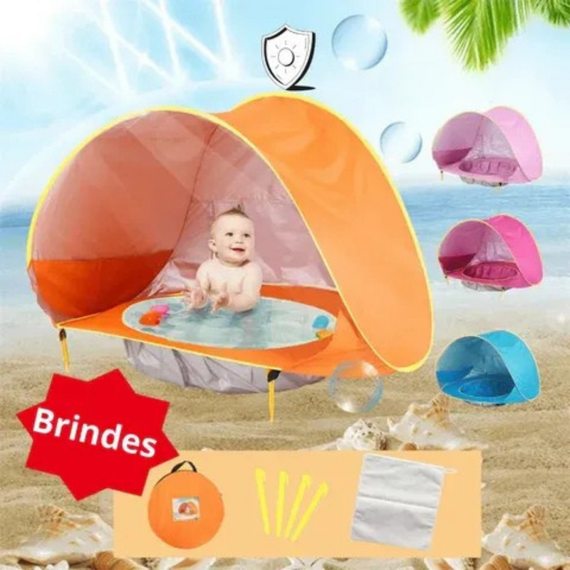 Barraca de Praia Infantil com Piscina e Proteção UV DIVERSÃO TOTAL