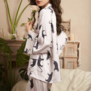 Pijama Feminino Leopard - Conjunto Luxo Calça e Camisa Longa Em Seda | Toque De Seda Super Confortável