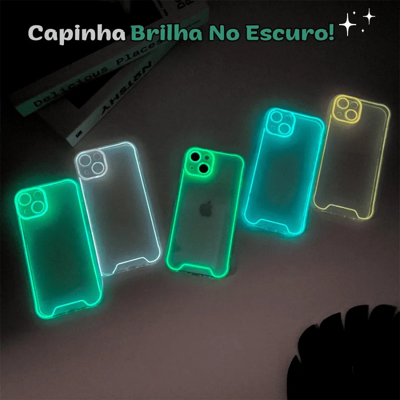 Capinha de Celular para Iphone Translúcida que Brilha No Escuro